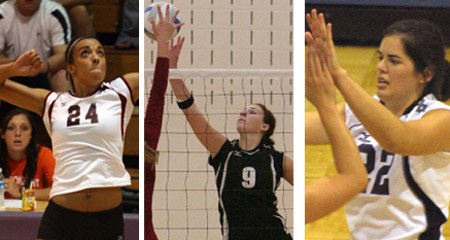 McMurry's Terah Brown (pictured left), Texas Lutheran's Jamie Jahns and East Texas Baptist's Katie Graves – all sophomores – won division player of the year awards.