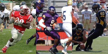 T.J. Barber (left), Jerrell Freeman and Holt Storrie are the 2007 ASC preseason football individual award winners.