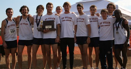 Texas-Tyler poses with its conference championship trophy on Saturday, Nov. 1, 2008, in Seguin, Texas.