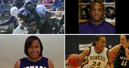 Jerrell Freeman (top) becomes the second consecutive Mary Hardin-Baylor football player to take top ASC athlete honors and Howard Payne's Meia Daniels wins the award for the second straight year herself.