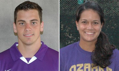 Ozarks seniors Brandon Pierson (left) and Lea Rana become the first winners of the ASC Community Service Award.